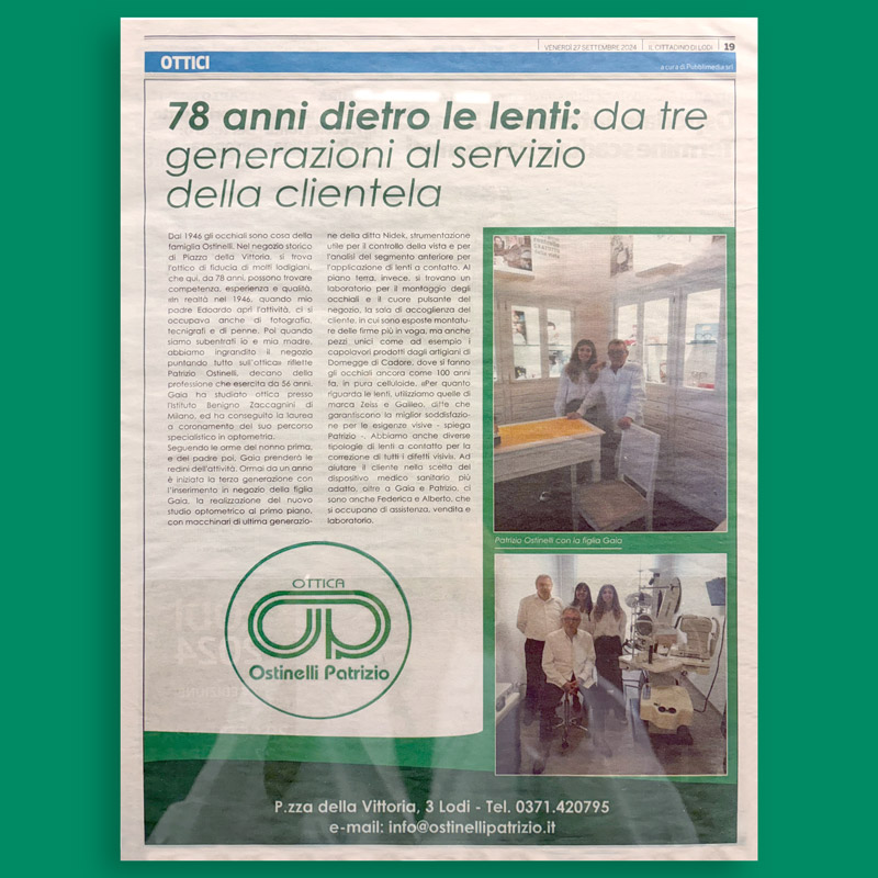 articolo de Il Cittadino che parla del nostro negozio